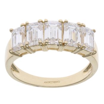 14ct Yellow Gold Cubic Zirconia Five Stone Ring