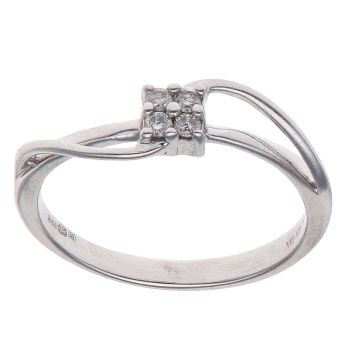 9ct White Gold 0.05ct Brilliant Cut Diamond Twist Cluster Ring