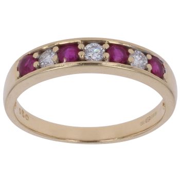 18ct Yellow Gold 0.20ct Brilliant Cut Diamond and Ruby Ring