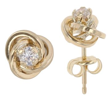 9ct Yellow Gold Cubic Zirconia Wave Stud Earrings