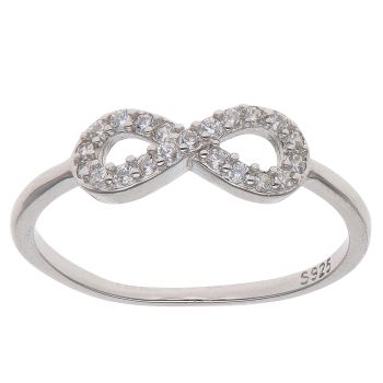 Silver Cubic Zirconia Infinity Ring By Icesia