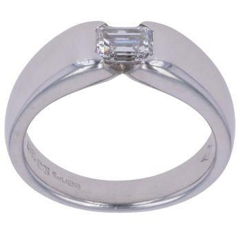 18ct White Gold 0.45ct Emerald Cut Diamond Solitaire Ring