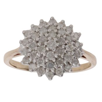 9ct Yellow Gold 1.00ct Brilliant Cut Diamond Cluster Ring