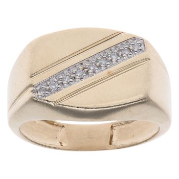 9ct Yellow Gold 0.05ct Diamond Signet Ring