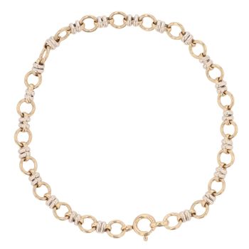 9ct Yellow and White Gold Fancy Bracelet 7.5"