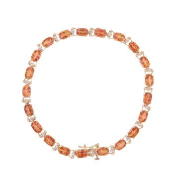9ct Yellow Gold 0.02ct Diamond And Sunset Topaz Bracelet 7"