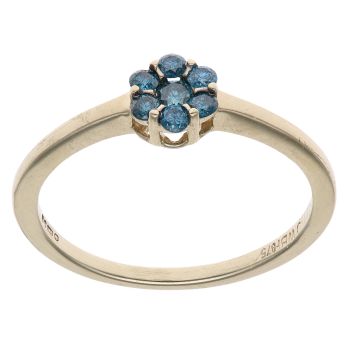 9ct Yellow Gold Blue Glass Cluster Ring