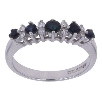 9ct White Gold 0.10ct Diamond and Sapphire Ring