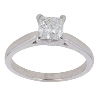 14ct White Gold 1.00ct Princess Cut Diamond Solitaire Ring