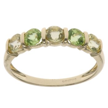 9ct Yellow Gold Citrine and Peridot Five Stone Ring
