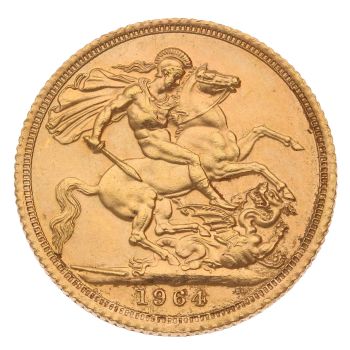 1964 Elizabeth II First Portrait UK Full Sovereign Coin