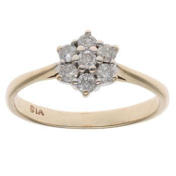 9ct Yellow Gold 0.25ct Brilliant Cut Diamond Cluster Ring