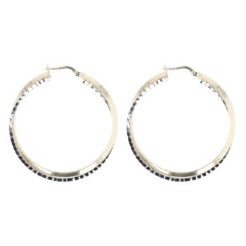 14ct Yellow and White Gold Two Band Hoop Earrings