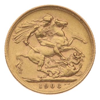 1906 Edward VII Large Head UK Full Sovereign Coin