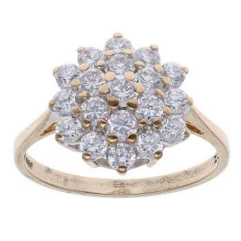 9ct Yellow Gold Cubic Zirconia Cluster Ring