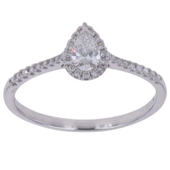 9ct White Gold 0.50ct Brilliant and Pear Cut Lab Grown Diamond Cluster Ring