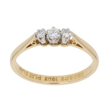 18ct Yellow Gold 0.20ct Diamond Trilogy Ring