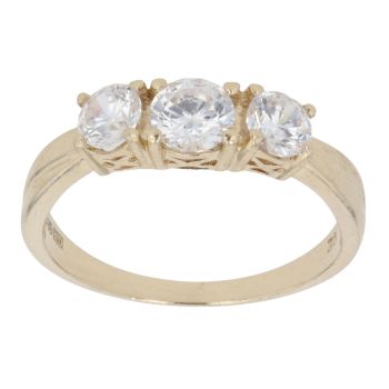 9ct Yellow Gold Cubic Zirconia Three Stone Ring