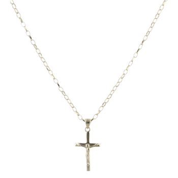 9ct Yellow Gold Crucifix Pendant and Chain 18"
