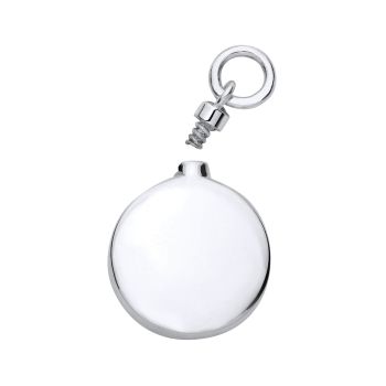 Sterling Silver Round Perfume Bottle Ashes Holder Urn Pendant