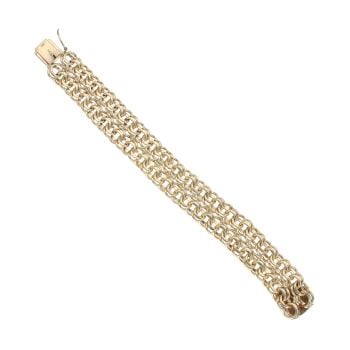 9ct Yellow Gold Two Row Fancy Bracelet 7.5"