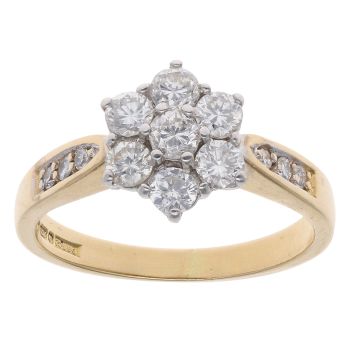 18ct Yellow Gold 0.75ct Diamond Cluster Ring