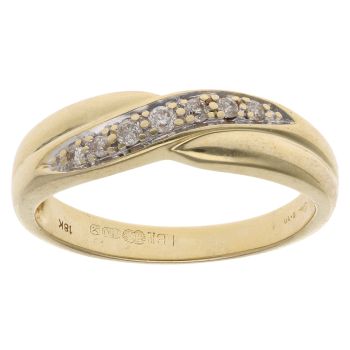 18ct Yellow Gold 0.10ct Brilliant Cut Diamond Crossover Ring