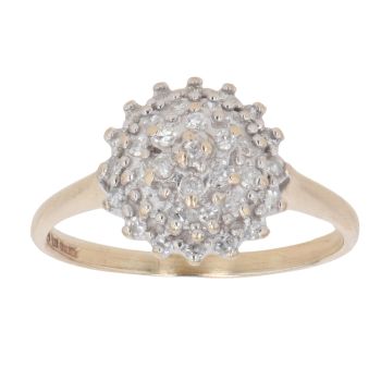 9ct Yellow Gold 0.20ct Brilliant Cut Diamond Cluster Ring