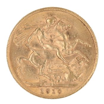 1910 Edward VII Large Head UK Full Sovereign Coin