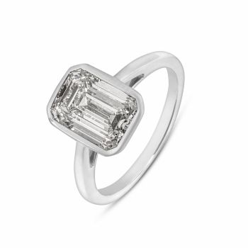 9ct White Gold 3.00ct Emerald Cut Lab Grown Diamond Solitaire Ring
