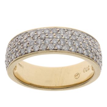 18ct Yellow Gold 1.00ct Brilliant Cut Four Row Fancy Ring