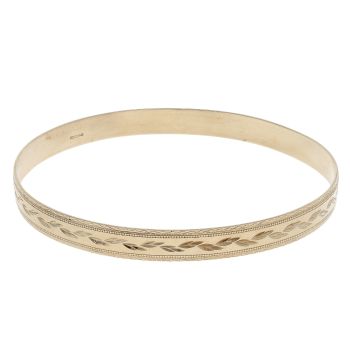 9ct Yellow Gold Patterned Bangle
