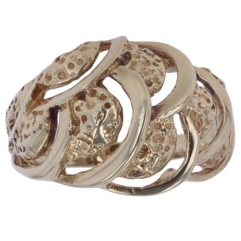 9ct Yellow Gold Domed Openwork Fancy Ring