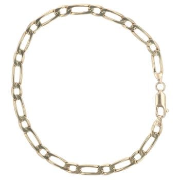 9ct Yellow Gold Figaro Bracelet 7.5"