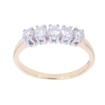 18ct Yellow Gold 0.50ct Diamond Five Stone Ring