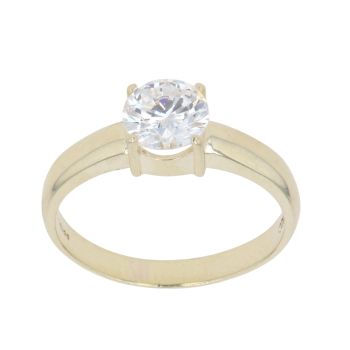 14ct Yellow Gold Cubic Zirconia Single Stone Ring