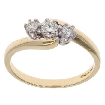 18ct Yellow Gold 0.25ct Brilliant Cut Diamond Trilogy Twist Ring