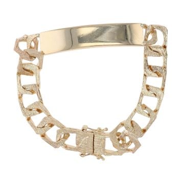 9ct Yellow Gold Patterned Curb ID Bracelet 7.5"