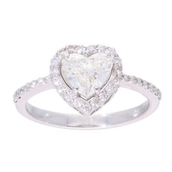 9ct White Gold 1.40ct Diamond Heart Cluster Ring