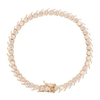 9ct Yellow Gold Cubic Zirconia Bracelet 7"