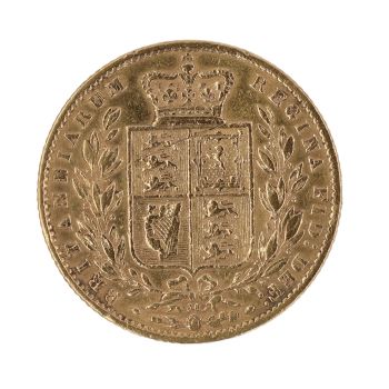1873 Victoria Young Head Shield UK Full Sovereign Coin