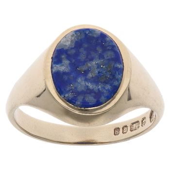 9ct Yellow Gold Lapis Lazuli Solitaire Signet Ring