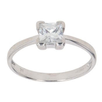 9ct White Gold Cubic Zirconia Single Stone Ring
