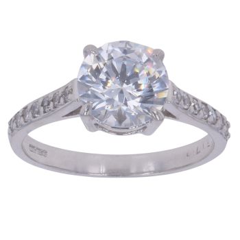 9ct White Gold Cubic Zirconia Single Stone Ring