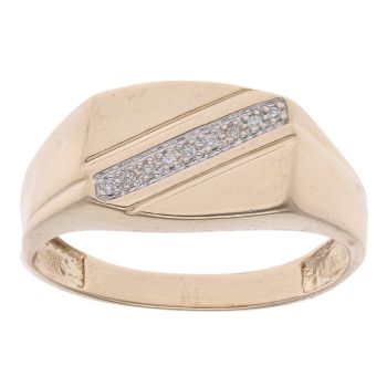 9ct Yellow Gold 0.05ct Diamond Rectangle Signet Ring