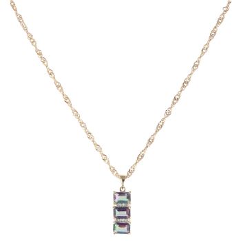 9ct Yellow Gold 0.03ct Diamond and Mystic Topaz Pendant and Chain 18"