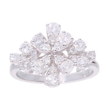 18ct White Gold 1.25ct Diamond Cluster Ring