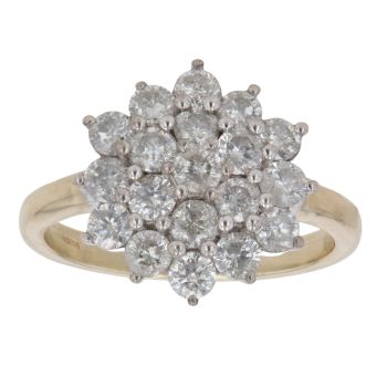 9ct Yellow Gold 2.00ct Brilliant Cut Diamond Cluster Ring