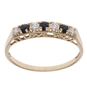 9ct Yellow Gold Cubic Zirconia and Sapphire Eternity Ring
