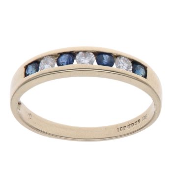 9ct Yellow Gold 0.15ct Brilliant Cut Diamond and Sapphire Eternity Ring